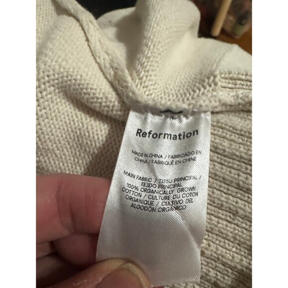 Reformation Francesco Organic Cotton Polo Sweater — XL — Ivory/Cream - Picture 5 of 6
